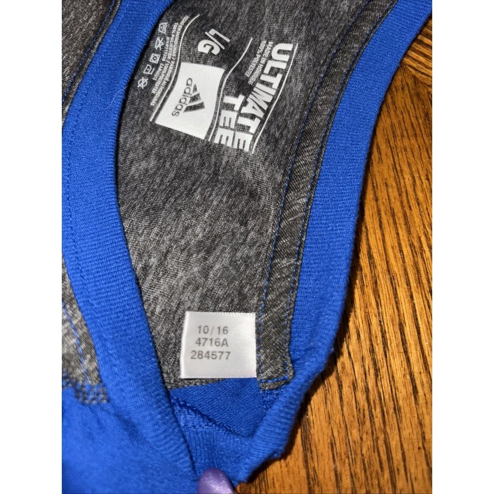 Adidas Mens Blue/Gray Short Sleeve Kansas Jayhawks Ultimate Tee Size Large
